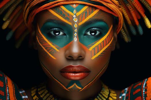 vibrant face painting in tribal style free photo
